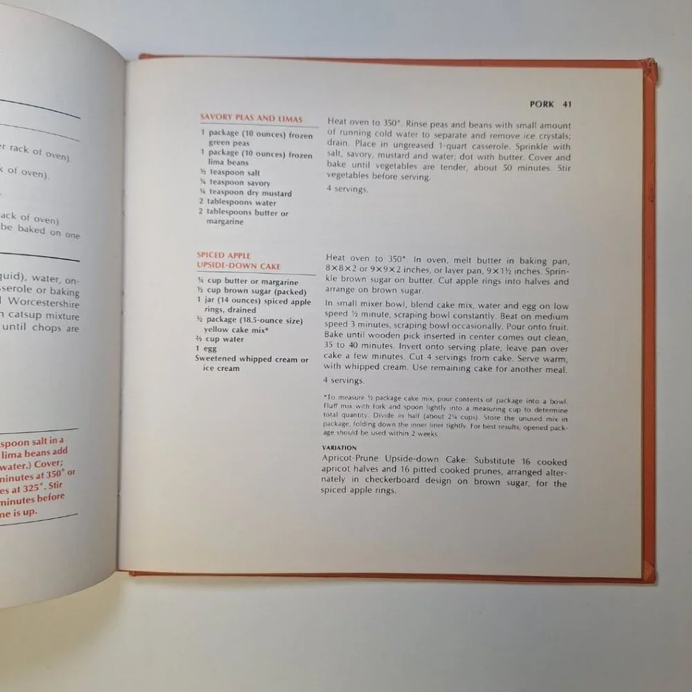 Betty Crockers Easy Oven Cook Book Meals Recipe 1973 Orange‎ Hardcover Dinner